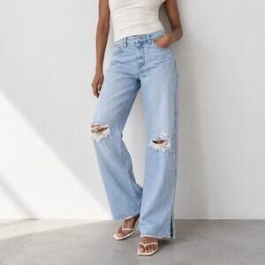 MOTHER SNACKS! The Fun Dip Puddle Sliced Jeans Size 28 Lots Of Nibbles Wash
